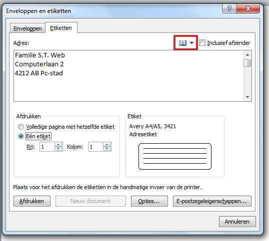 etiketten maken word 2010